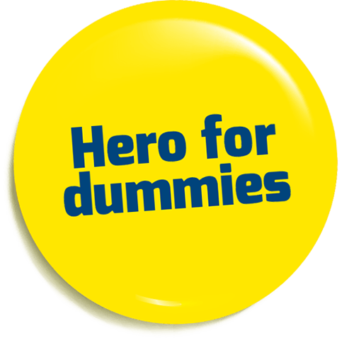 Gele button Hero for dummies